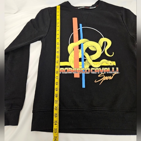 Roberto Cavalli Sport Racing Stripe Sweatshirt Black and Yellow Size Medium - Picture 10 of 10